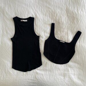 Aritzia + Zara Black Tank Bundle (sz S)
